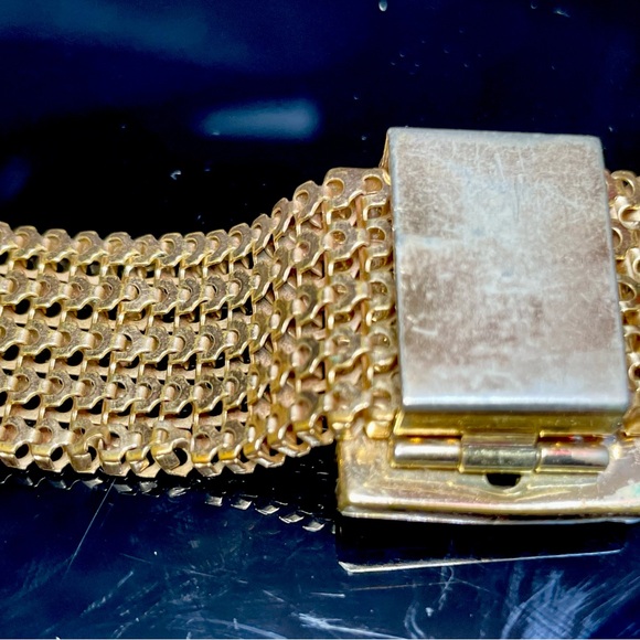 Gold filled Victorian slide mesh bracelet Belt Buckle Clasp 9” - Picture 3 of 5